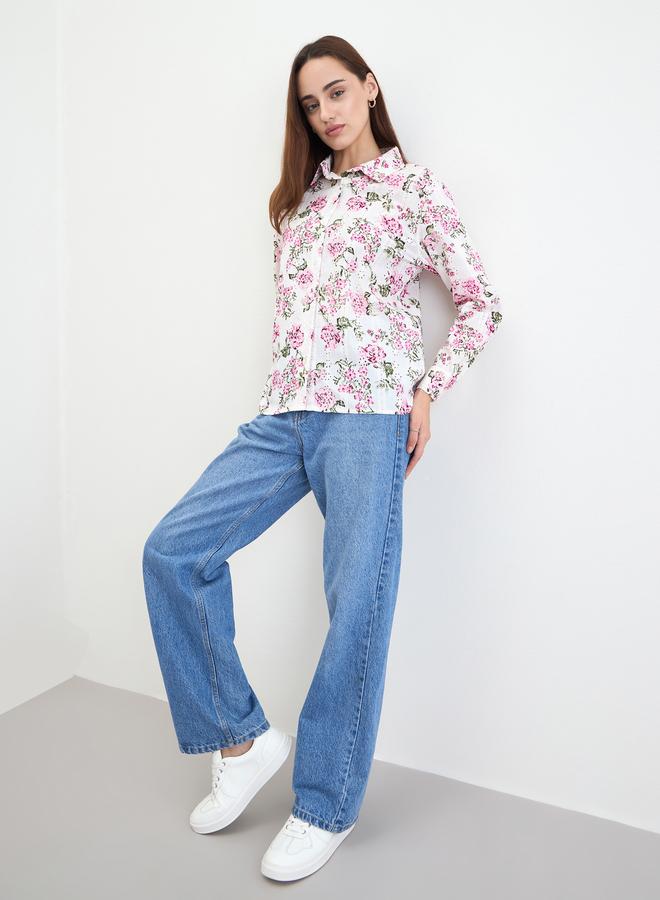 ستايلي قميص بأكمام طويلة بطبعة زهور - Image 2